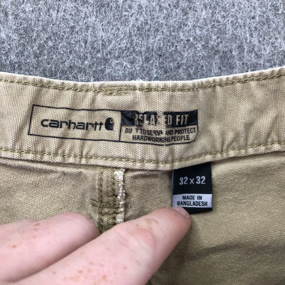 Carhartt Pants Mens 32x32 Beige Canvas Carpenter Relaxed Fit Straight Workwear
